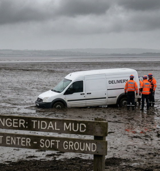 Amazon Van Stranded After GPS Mishap on UK Mudflats