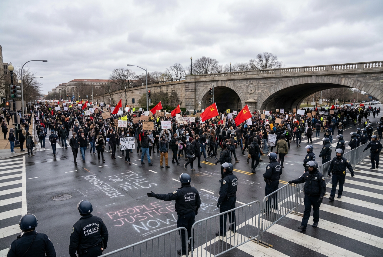 A Twist in Washington Protests: Officers Protecting Anti-Police Demonstrators