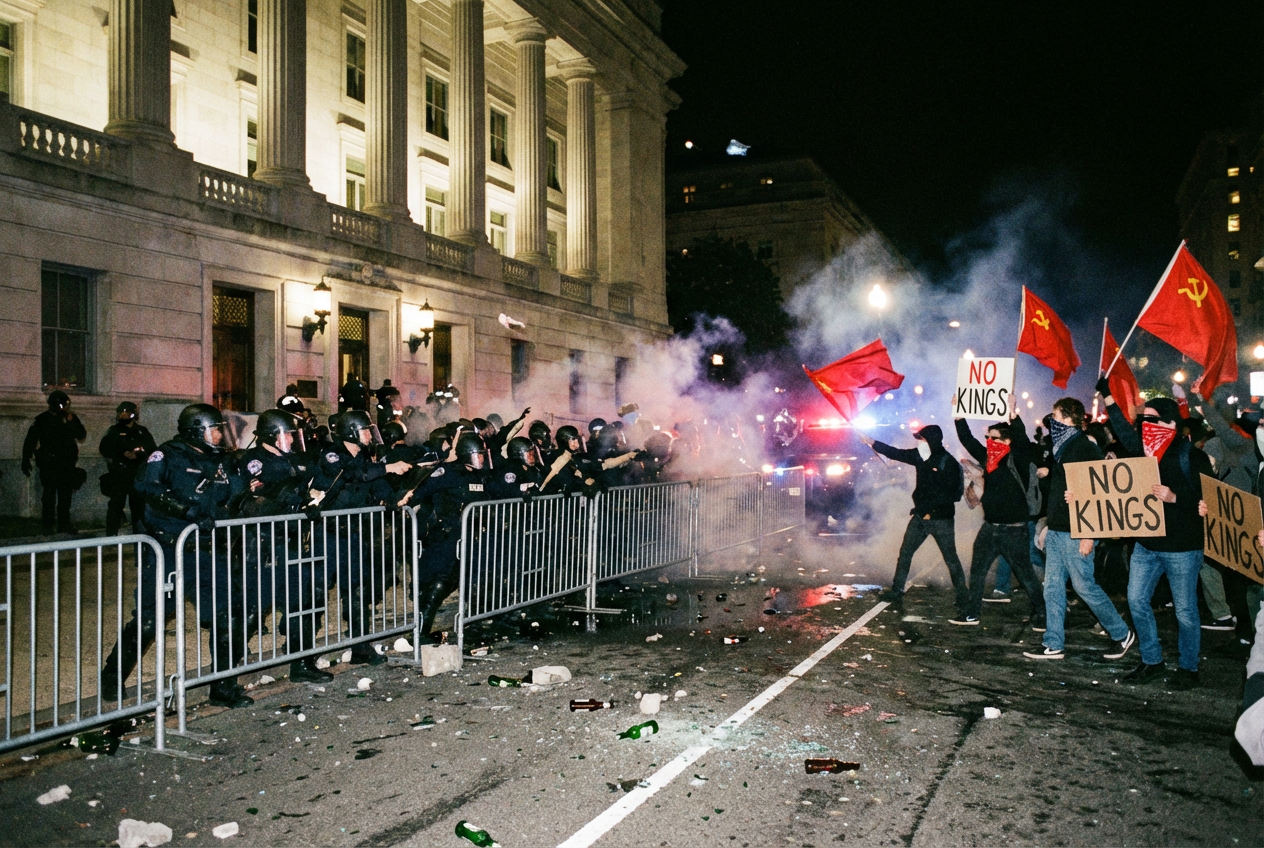National ‘No Kings’ Protests Erupt in Violence Against Law Enforcement