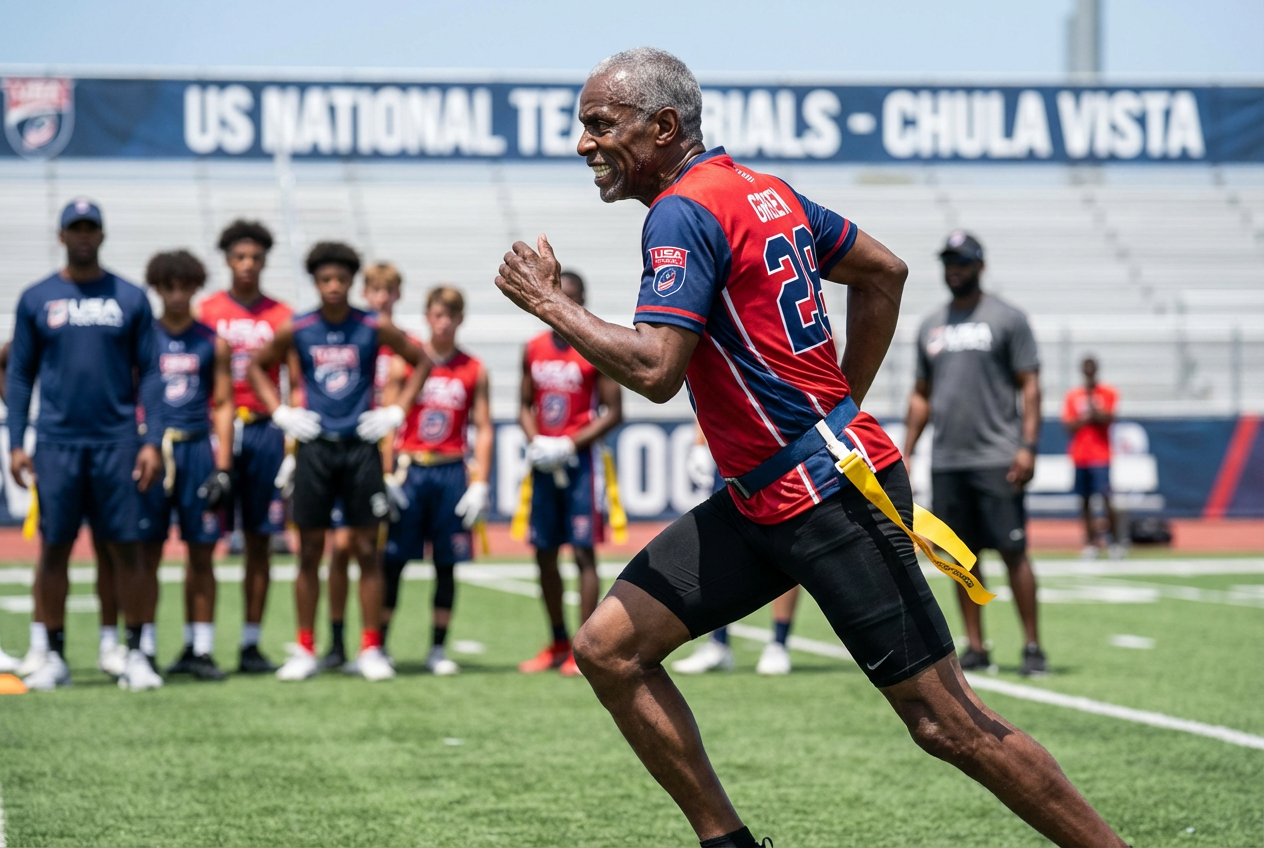 Hall of Fame Legend Pursues Olympic Dream in Flag Football Trials at 66