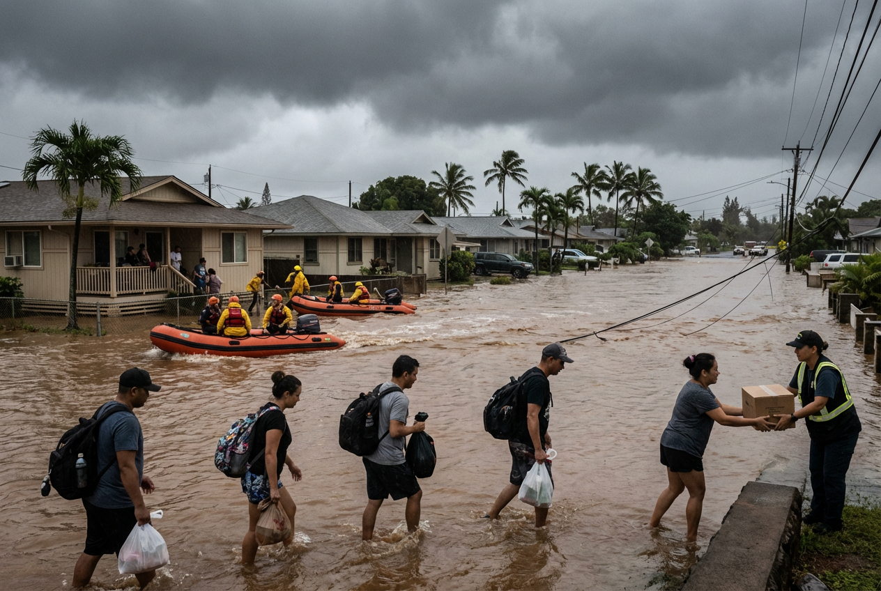 Jason Momoa flees his Oahu home as flooding turns disastrous