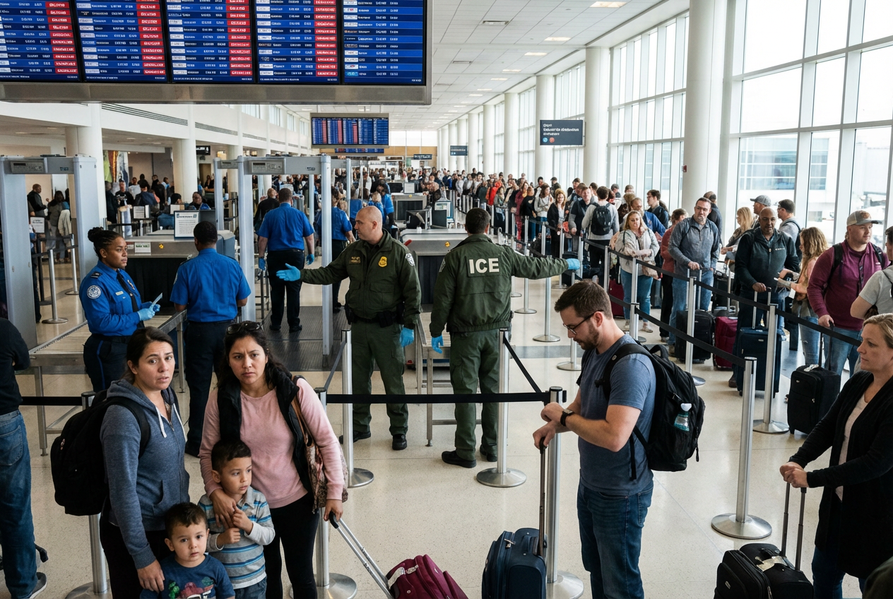 Airport Chaos Grows as ICE Steps In During Shutdown