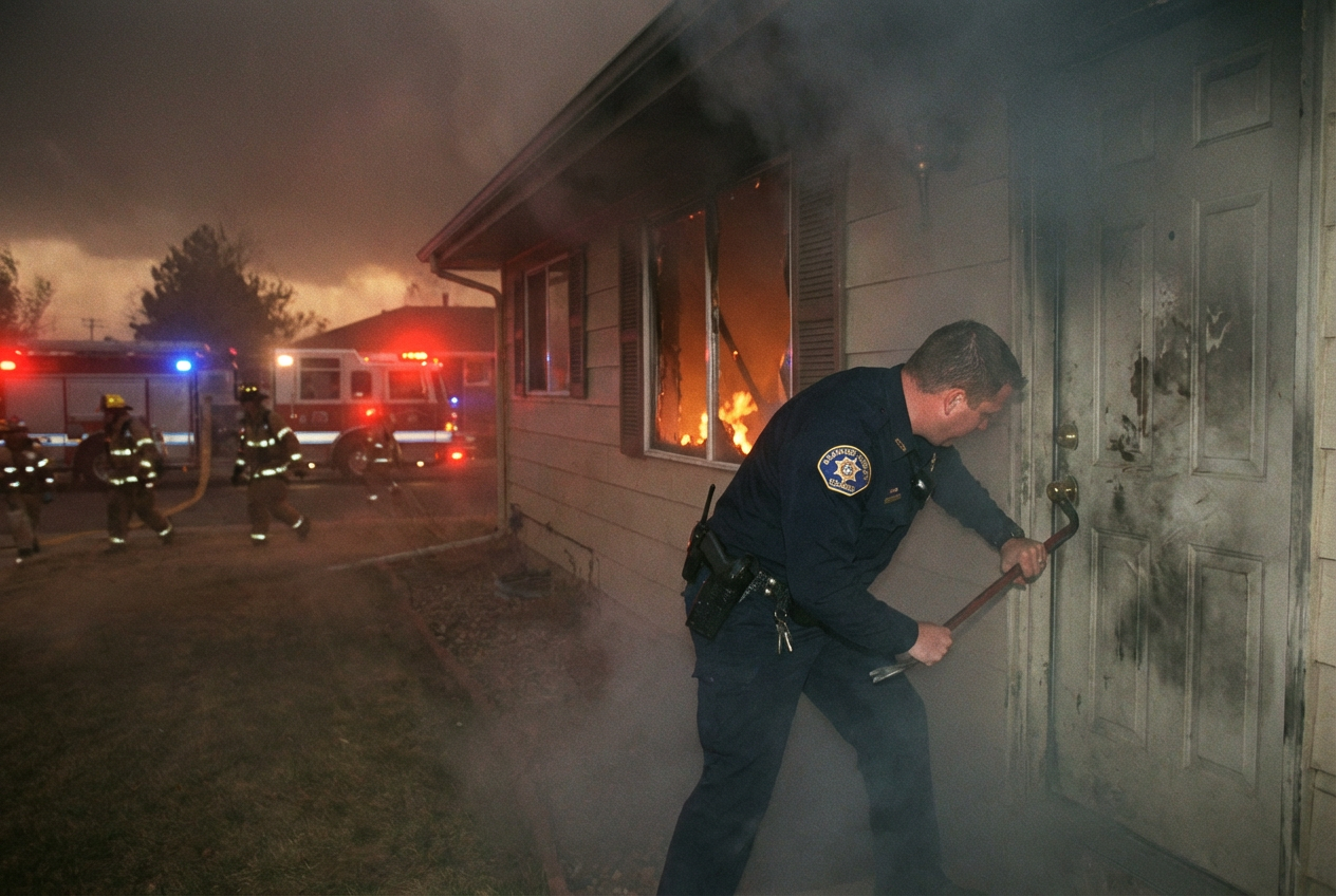 Deputy Kicks Door Off Hinges Amid Desperate House Fire Search
