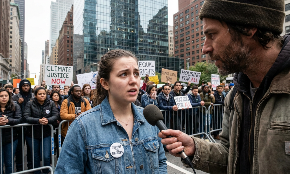 Protester Baffled by Comedian's Viral Hormuz Wordplay During No Kings Rally