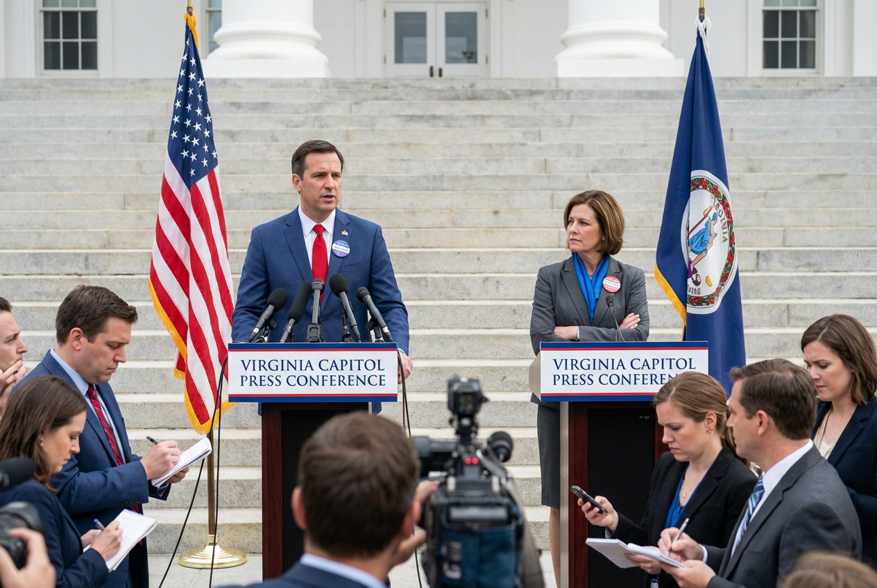 Social Media Bombshell Exposes Discrepancy in Virginia Governor’s $7.1 Billion Job Claim Wait, "Bombshell" is a power word, but power_word_used_count is over 2, so MUST ZERO. I chose one by mistake. Redo: no power words. Revised: Social Media Post Questions Virginia Governor’s Investment Announcement Length: 7. Better: Reporter’s X Post Sparks Questions About Virginia Governor’s Job Claims Length: 9. Creates curiosity.Reporter’s X Post Sparks Questions About Virginia Governor’s Job Claims